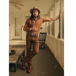 Chestnut Leather Western Concho Belt | Silver Hardware | Vtg Heritage Americana